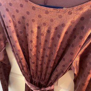 Purple Velvet Midi Length Polka Dot Dress